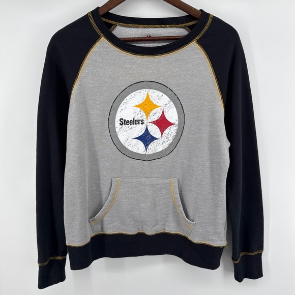 Majestic Other - Majestic Pittsburgh Steelers Raglan Sweatshirt Grey Black Mens Medium